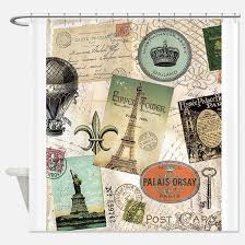 Vintage Travel Collage Shower Curtain For Travel Collage Vintage Postcards Travel Travel Postcard