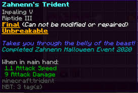 Repair a trident with an anvil now, if you have enchantments, you may want to repair a trident with an anvil instead. Halloween Event 2020 Zahnenn And Candy Exchange Empire Minecraft