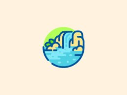 Waterfall Indie Game Art Waterfall Flat Design Illustration