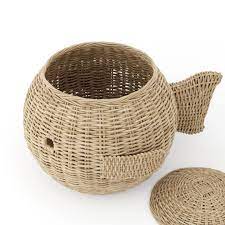 Vtg antique fishing creel wicker fish basket fisherman trout fly fishing. Wicker Basket Fish 3d Model For