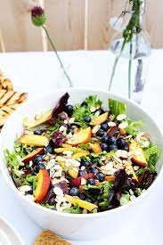 And the finish of fennel fronds adds just the faintest hint of licorice flavor. Summer Outdoor Dinner Party Salad With Peaches Blueberries And Sliced Almonds Easy Summer Salads Summer Salads Outdoor Dinner Parties