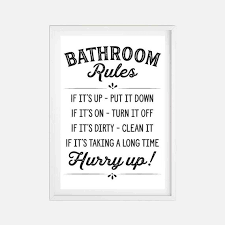 Make funny wall art prints, signs and add humor to the restroom with these black and white farmhouse style quotes. Bathroom Rules Wall Art Template Bathroom Rules Printable Etsy