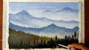 How To Draw A Mountain Landscape With Watercolors Youtube