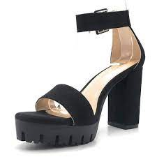 Signature contoured insole is sculpted to follow the natural curvature of the bottom of the foot. Olivia Jaymes Peta Chunky High Platform Heel With Round Ankle Buckle Strap Shoe West