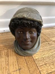 19c FEMALE BLACKAMOOR HUMIDOR TOBACCO JAR Attributed to BERNARD BLOCH c1890 