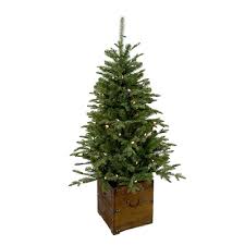 Home Accents Holiday 4 Ft Frasier Fir Potted Artificial Christmas Tree With 70 Warm White Lights In 2020 Potted Christmas Trees Porch Christmas Tree Porch Trees