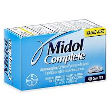 One box of 40 count midol complete menstrual pain relief caplets with acetaminophen, caffeine and pyrilamine maleate for menstrual symptom relief. Midol Complete 40 Count Pain Reliever Diuretic Antihistamine Caplets In Maximum Strength Bed Bath Beyond