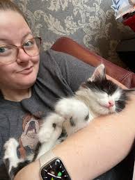 I *WAS* knitting a blanket for my new niece/nephew, but someone decided  they want to sleep in my arms like a baby 😂