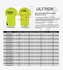 Ultron Size Chart All Malaysia Shirt Size Chart Free