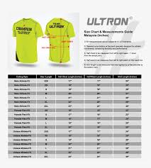 ultron size chart all malaysia shirt size chart free