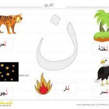 بطاقة عرض ملونة حرف النون صور لكلمات تبدأ بحرف النون شمسات symbols