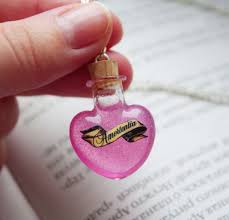 Amortentia Or Love Potion Heart Shape Glass Bottle Pendant Necklace Harry Potter Bottle Charms Harry Potter Ornaments Handcrafted Necklace
