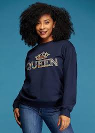 Kayin Women S Queen African Print Graphic Sweatshirt Navy Size S Xxl African Print Tops African Clothing African Print Shirt