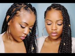 Easy Triangle Part Box Braids Rubberband Method Video Black Hair Information Triangle Part Box Braids Braids With Extensions Braided Hairstyles Easy