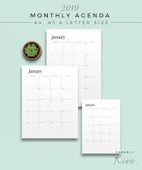 2019 Two Page Monthly Planner Printable Planner Inserts Etsy Printable Planner Monthly Planner Printable Planner Inserts Printable