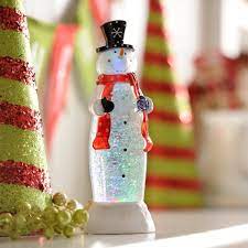 Set of 2 xmas scene snowman mini snow globes. Glittered Snowman Led Globe Kirklands