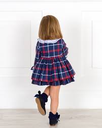 Vestido de navidad de niña princesa a cuadros sin mangas de invierno vestidos infantiles para niñas ropa de bebé niños fiesta vacaciones de calidad con envío gratis a todo el mundo en aliexpress mobile. Lappepa Moda Infantil Girls Blue Burgundy Checked Dress With White Ruffle Collar Missbaby