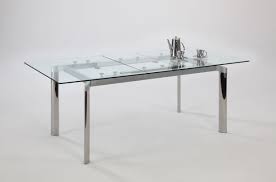 Contemporary Clear Glass And Chrome Extendable Dining Table Glass Dining Table Stainless Steel Dining Table Dining Table In Kitchen