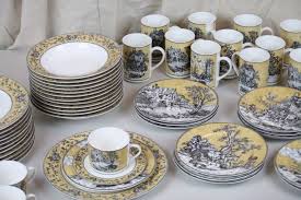 Black And White Toile Dinnerware Set American Atelier Dinnerware Set English Toile Black Service For 10 Plates Mugs Dinnerware Set Dinnerware Plates
