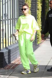 Balenciaga Track Sneakers Black And Green Hailey Baldwin Rocking Neon Green On Looklive Neon Fashion High Fashion Trends Neon Outfits