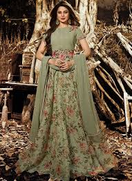 See more ideas about anarkali gown, dresses, indian outfits. Dusty Green Floral Embroidered Organza Anarkali Silk Anarkali Suits Dresses Fashion