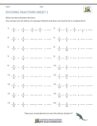 dividing fractions worksheet
