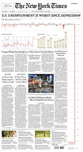 The new york times, new york, ny. This New York Times Front Page Showing How Many Jobs Were Lost Due To The Coronavirus Pandemic Designporn