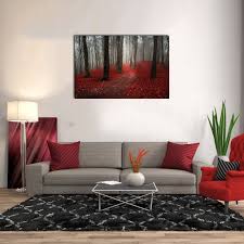 Black And White Framed Prints For Living Room Modern Large Tree Painting Black White Red Forest Landscape Canvas Wall Art Posters And Prints Pictures For Liv Living Room Pictures Canvas Wall Art Home Decor