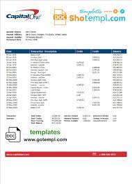 Usa Capital One Bank Statement Template Word And Pdf Format Doc And Pdf Statement Template Bank Statement First Bank