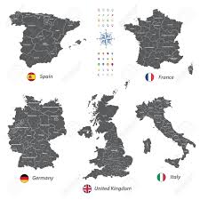 Both france and germany managed just one shot on target each, the lowest total in a european championship game for the french since 2012 (v spain), and for the germans since mats hummels is the first german player to score at both ends at a major tournament (euros and world cup). Vector Maps Of United Kingdom Italy Germany France And Spain Royalty Free Cliparts Vectors And Stock Illustration Image 84211218