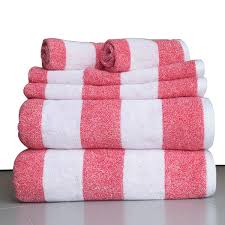 Hotel pima cotton jade towel. Buy 6 Piece Red Stripe Towel Set With 30 X 54 Inches Bath Towel Light Red Striped Oversized Yarn Dyed Loops Pop Up Textured 600 Gsm Soft Thick Highly Absorbent Luxurious Trendy
