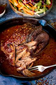 Beef brisket slow cooked until tender, then finished in the oven to get that gorgeous caramelisation, basted with a homemade bbq sauce that the brisket is cooked in. Caramelized Pulled Beef Brisket In A Rich Spicy Sauce Nicky S Kitchen Sanctuary