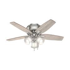Flush mount ceiling fans are small with easy operating systems. Hunter Echo Bluff 42 In Led Indoor Brushed Nickel Flush Mount Ceiling Fan 51075 The Home Depot