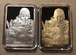 1977 Easter Hamilton Mint Lot of 2 Silver Art Bars