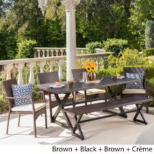 6 piece patio garden set, patio dining set, outdoor dining set deluxe outdoor table chair with umbrella garden sets. Tritan Outdoor 6 Piece Rectangle Aluminum Wicker Dining Set With Cushions By Christopher Knight Home Overstock 18188387 Grey