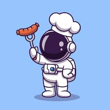 I think u really did find that cartoon look. Free Vector Cute Astronaut Chef With Grill Sausage Cartoon Illustration Science Food Concept Flat Cartoon Style