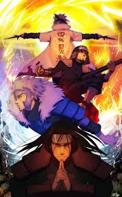 Four Hokage Hashirama Senju Tobirama Senju Hiruzen Sarutobi Minato Namikaze Naruto Fotos Anime Naruto Anime