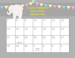 Printable Due Date Calendar Baby Shower Game By Chicwrist Printable Baby Shower Games Baby Shower Printables Elephant Baby Showers