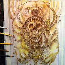Panda bear, bamboo bear wild animal wearing indian hat headdress with feathers boho ethnic image tribal illustraton. Polar Bear Warrior Sketch Up For Grabs Pencil Sketch Polarbear Electricgrizzlytattoo Worldofpenci Skull Tattoo Design Bear Tattoos Skeleton Tattoos