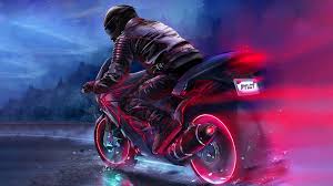 Black And Red Motorcycle Black And Red Sports Bike Digital Art Motorcycle Pilot Fantasy Art Neon Painting Colorful 1080p Wallpaper In 2020 Biker Art Motorcycle Wallpaper Motorcycle Art