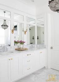 White Dual Bath Vanity With Shiny Gold