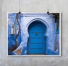 morocco architecture door photograph chefchaouen print blue etsy blue door beautiful doors arched front door