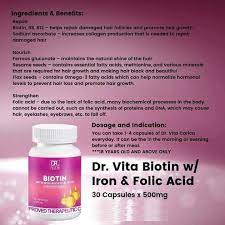 Folic acid 1mg, pyridoxine (vitamin b6) 50mg. Dr Vita Biotin W Iron Folic Shantahl Products By Mae Facebook