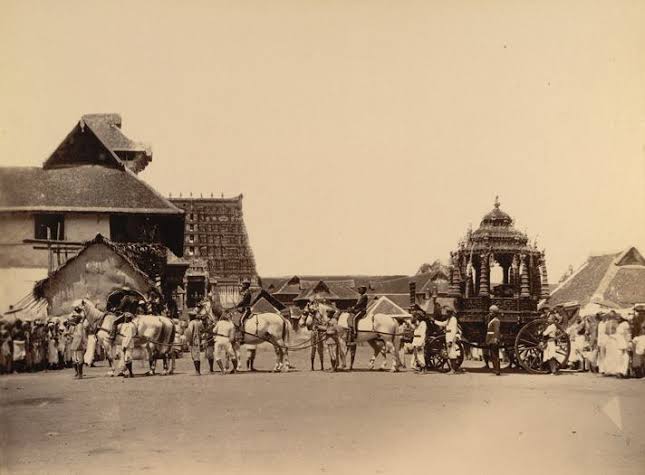 Rare - Photograph taken about 1900 by the Government photographer, Zacharias D'Cruz of the Travancore Maharaja's State Carriage in Trivandrum. It is one of 76 prints in an album entitled 'Album of