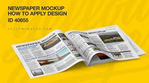 Download Newspaper Mockup In Stationery Mockups On Yellow Images Object Mockups PSD Mockup Templates
