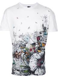 Black/pink/blue watercolour effect swim shorts from alexander mcqueen featuring abstract pattern print and elasticated waistband. Mcq By Alexander Mcqueen Floral Print T Shirt Farfetch Com White Print Tshirt Mens Tshirts Shirts