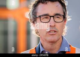 Simon Trott, Rio Tinto Chief Executive Officer-Iron Ore speaks at a press  conference during a visit to Gemco Rail in Perth, Tuesday, June 13, 2023.  (AAP Image/Richard Wainwright) NO ARCHIVING Credit: Australian