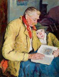 Aranyecset - Glatz Oszkár magyar festő (1872-1958) Nagypapa olvas  (Meseolvasás), 1929 Glatz Oszkárról találtam (részletek) A nagybányai  festők tárlatán a legjelentősebb sikert ő érte el, mindenki elé került,  pedig ott, akkor igazi