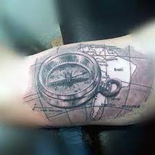 Map & compass by kristian vendler, an artist based in stuttgart, germany. 50 World Map Tattoo Designs For Men Adventure The Globe