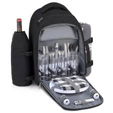 Gonex Picnic Backpack Bag For 4 Person With Insulated Cooler Compartment Fleece Blanket Det In 2020 Picnic Backpack Wine Holder Cutlery Set